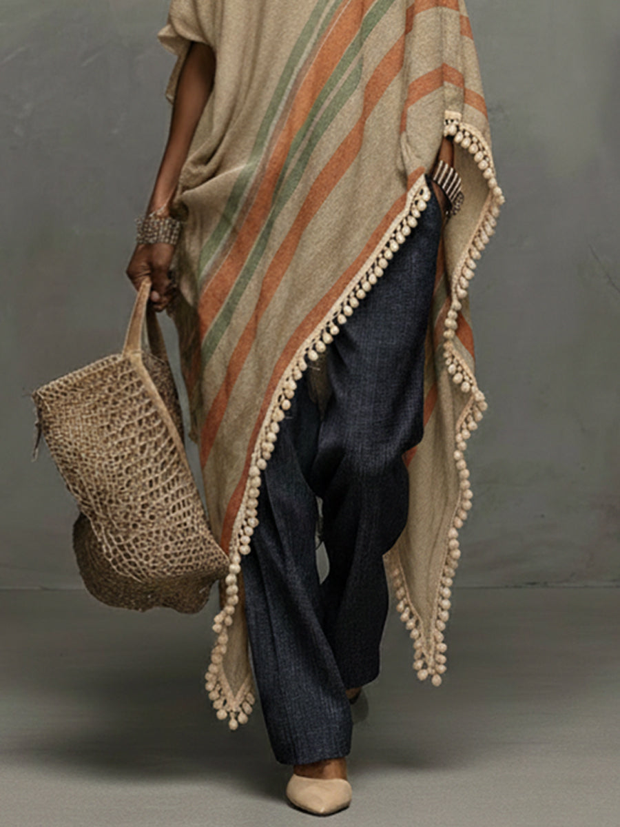 Ella | Khaki Fringe Off-Shoulder Dress