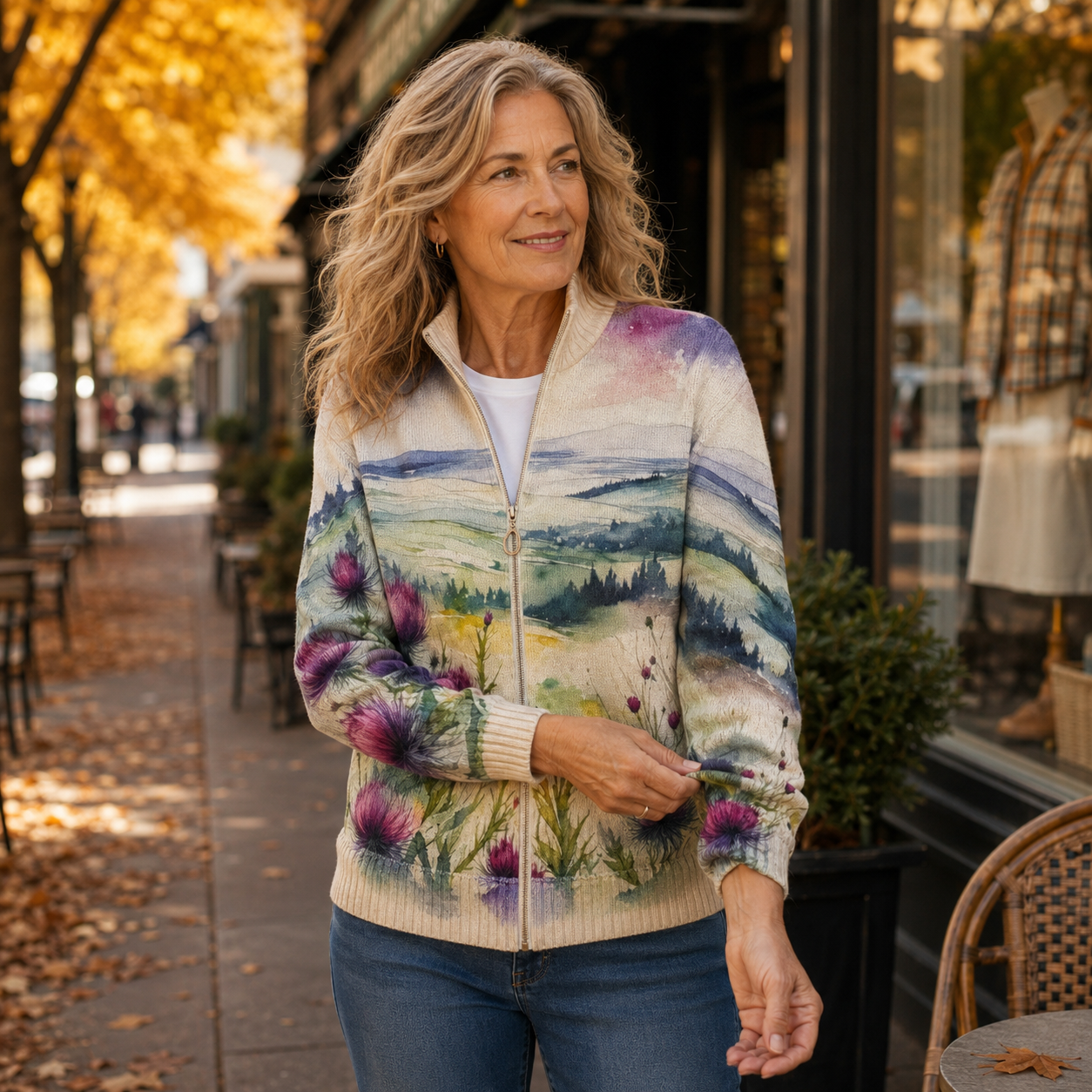 Marlowe | Thistle Landscape Zip Cardigan