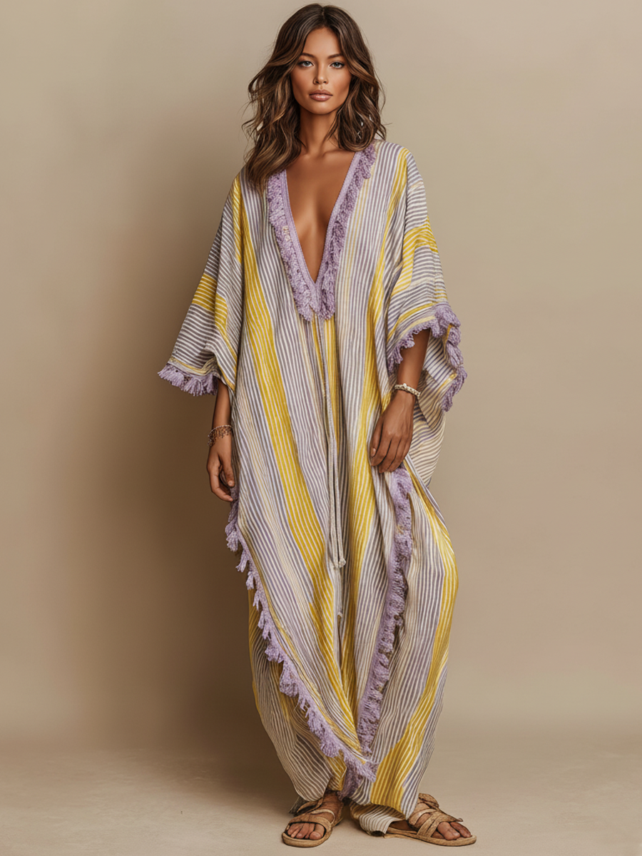 Color-Block Stripe Maxi Dress