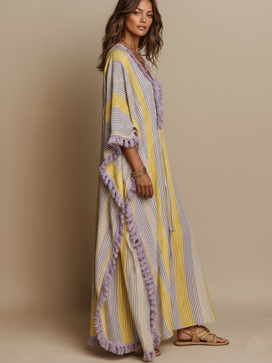 Color-Block Stripe Maxi Dress