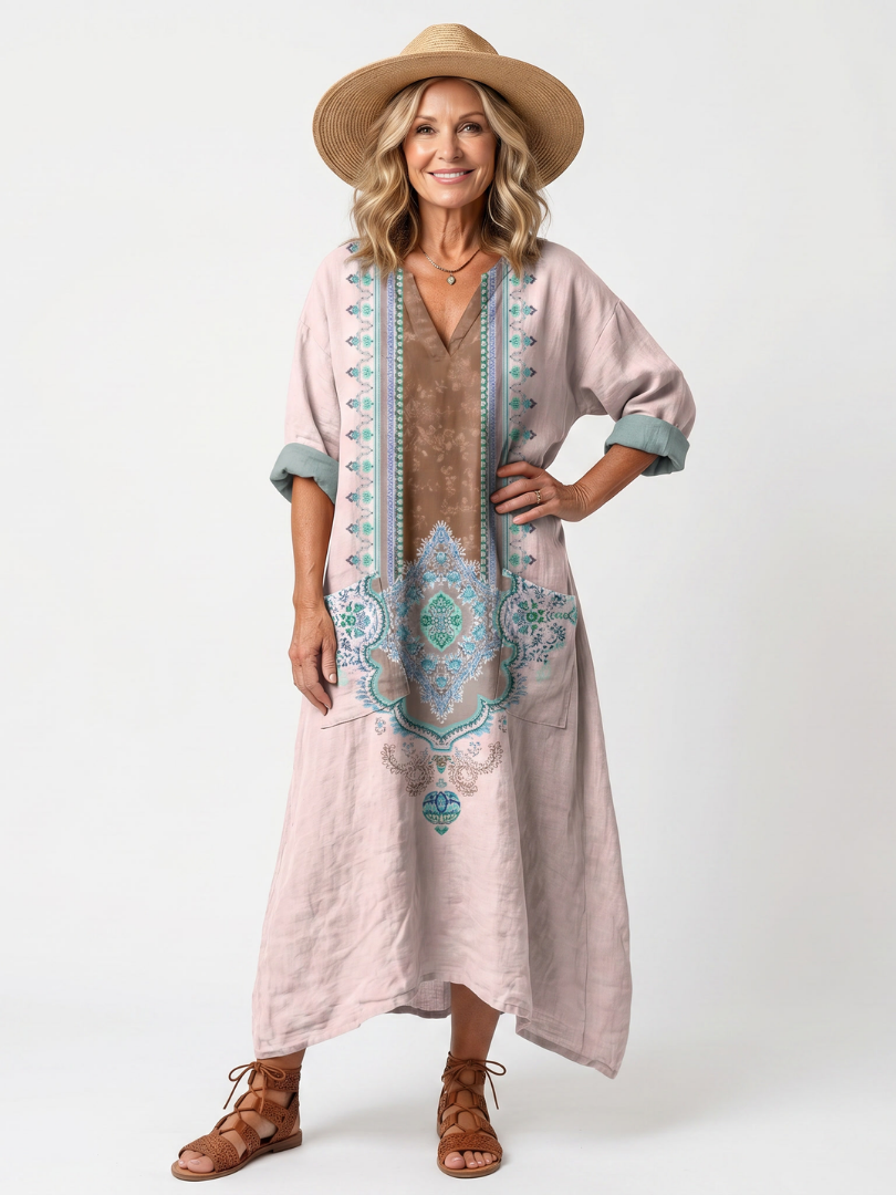 Zara | Embroidered Panel Relaxed Pocket Midi Dress