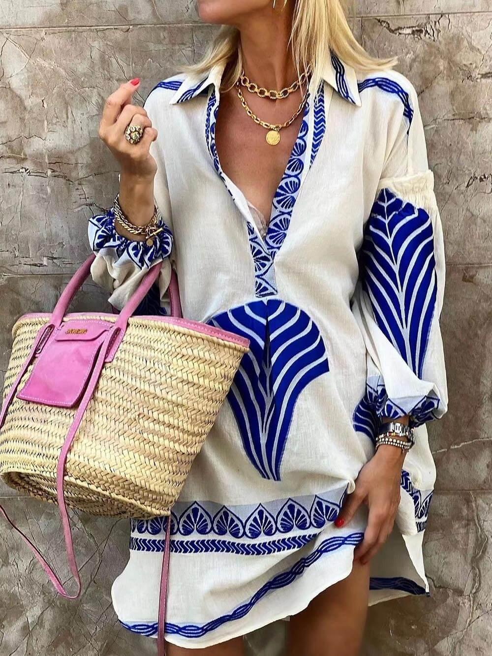 Simple Unique Print Mini Festive Dress