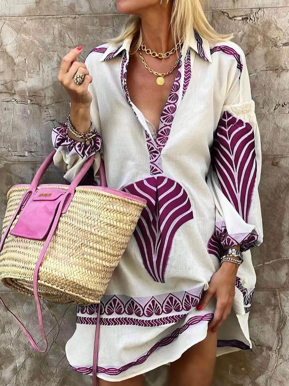 Simple Unique Print Mini Festive Dress