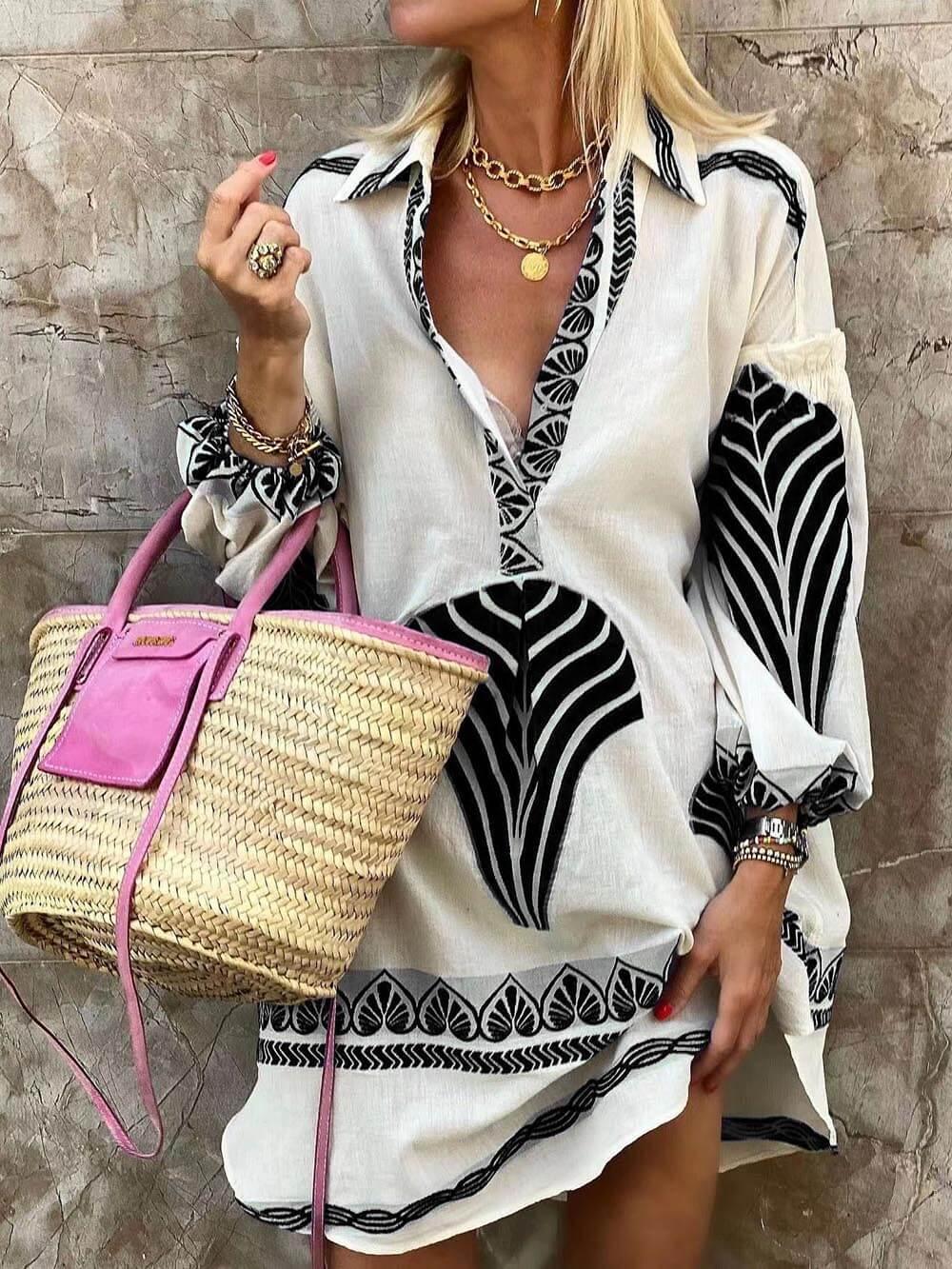 Simple Unique Print Mini Festive Dress