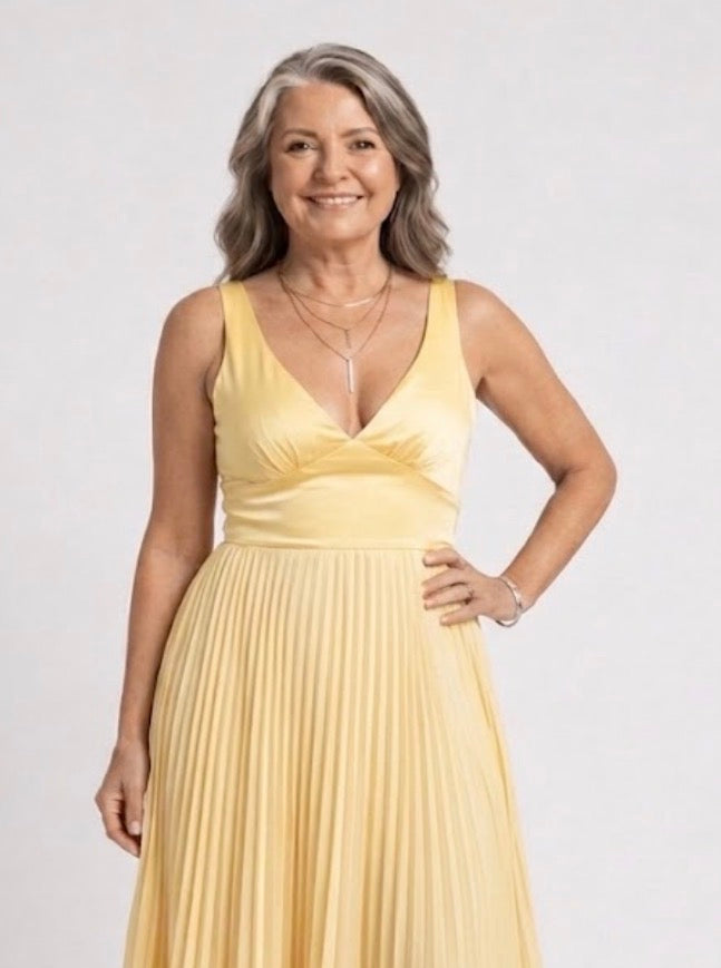 Hayes & Tate™ | Pleated V-Neck Maxi Dress
