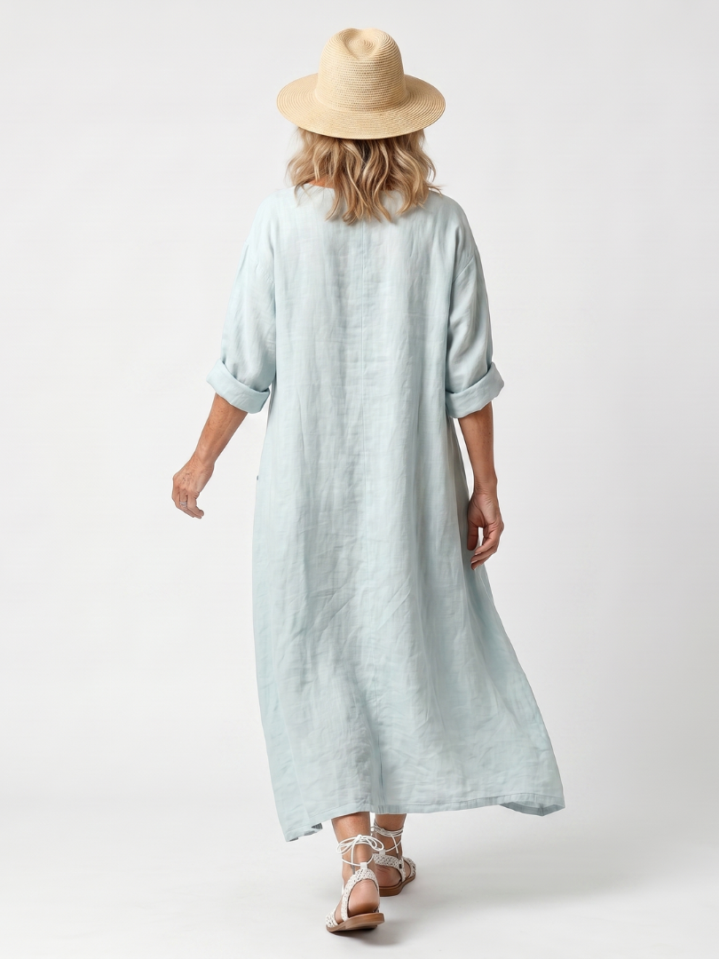 Isadora | Ornate Panel Embroidered Oversized Pocket Midi Dress