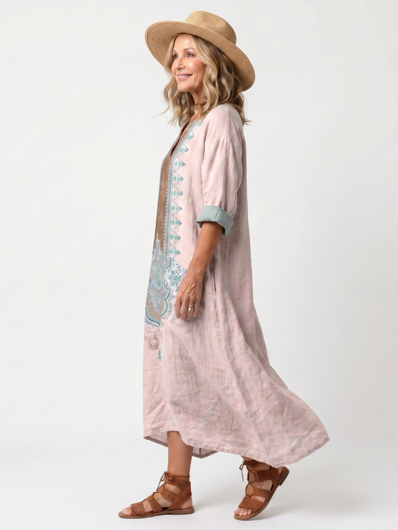 Zara | Embroidered Panel Relaxed Pocket Midi Dress
