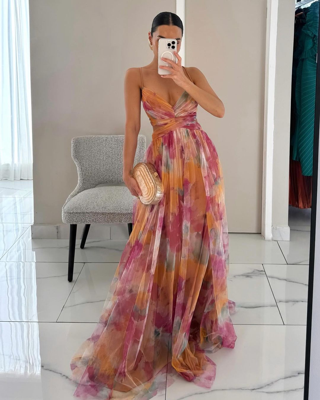 ELVENA™ | Watercolor Chiffon Maxi Dress