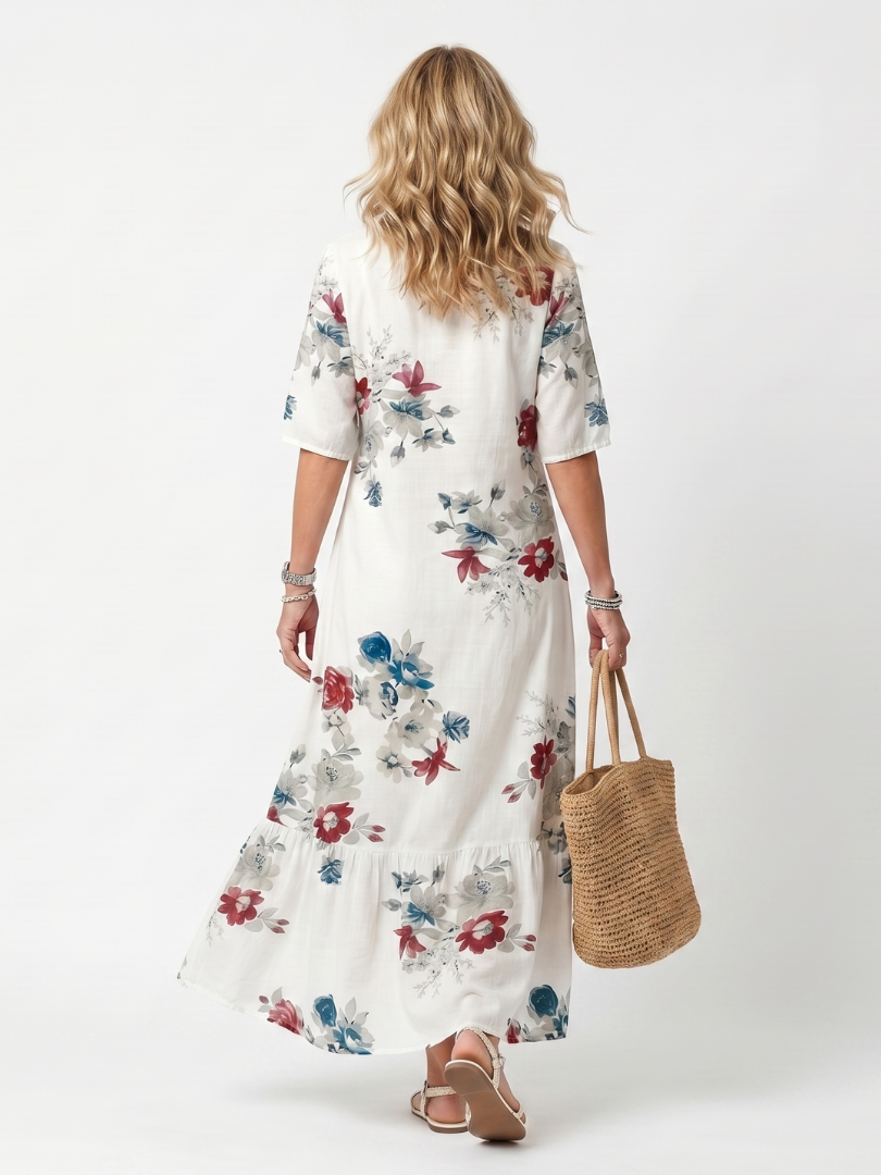Isla | Scattered Floral Tassel Tie Midi Dress