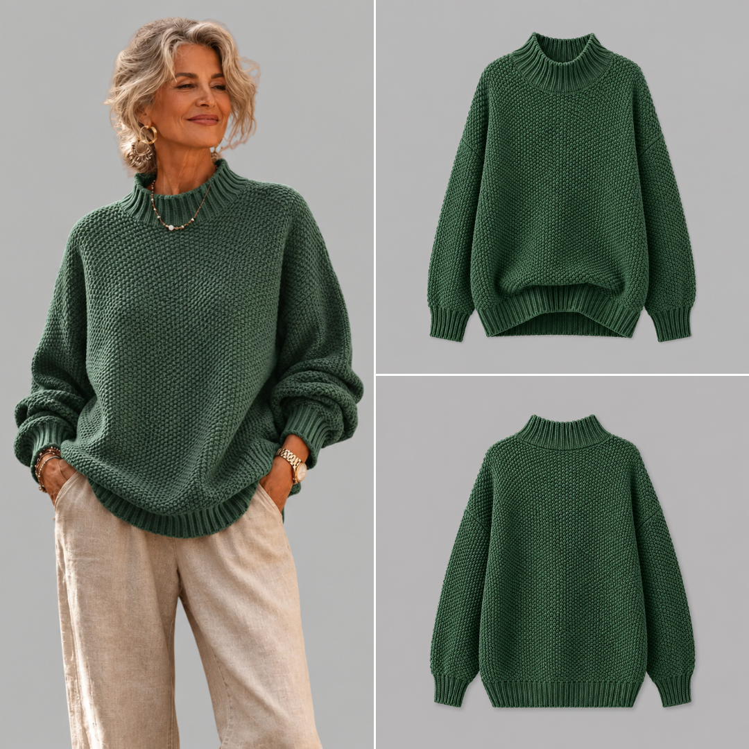 Ruth | Relaxed Mock Neck Knit Sweater