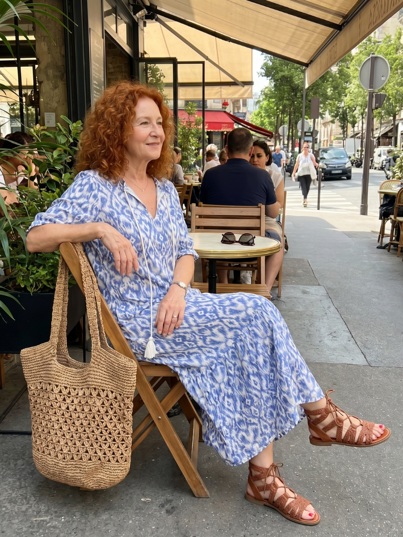 Florence | Tassel Tie Neck Printed Midi Dress