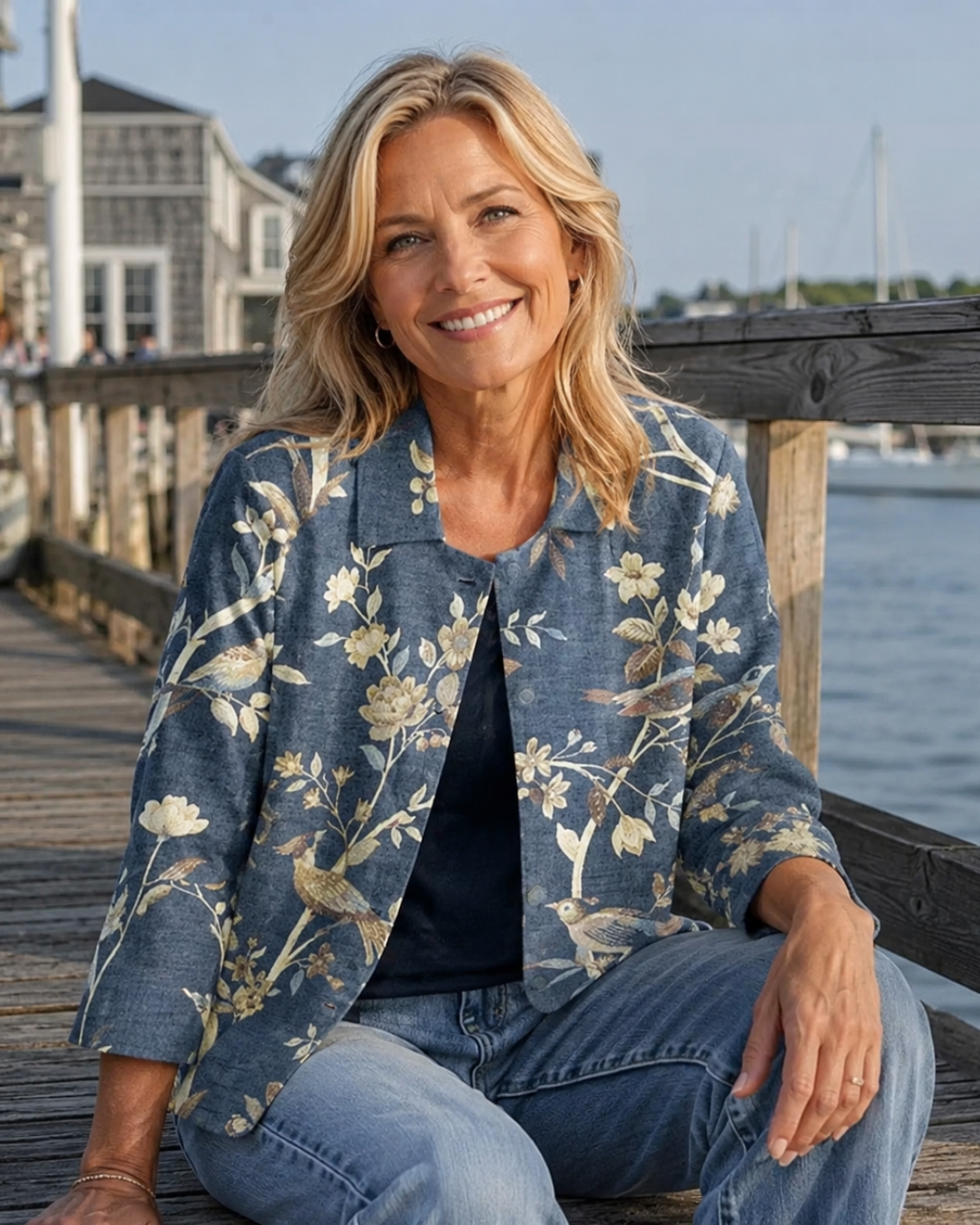 Oriella | Painted Bird Print Relaxed Open Shirt