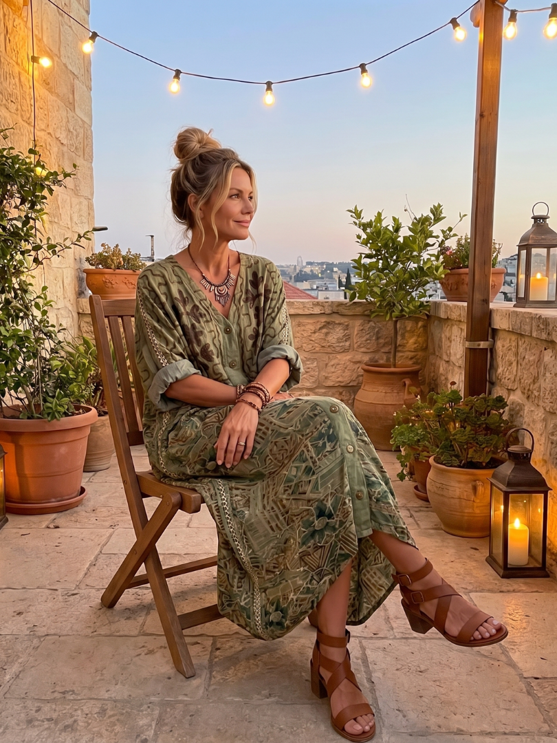 Mira | Button Front Embroidered Oversized Pocket Midi Dress