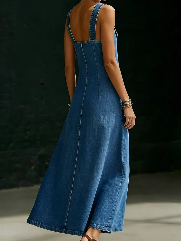 Vera | Long Denim Button-Down Dress
