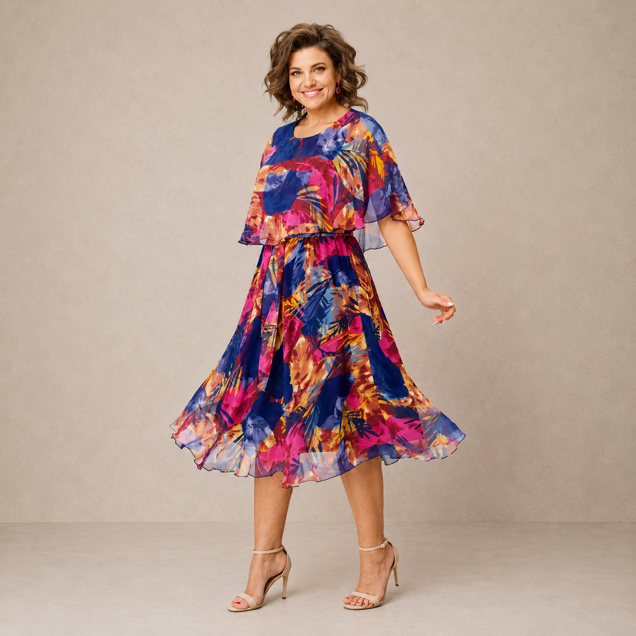 ELVENA™ | Colorful Floral Midi Dress