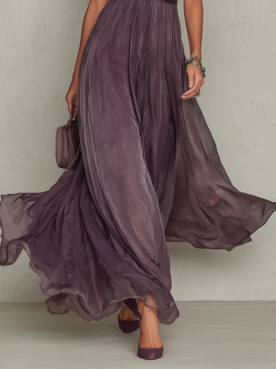 ELVENA™ | Pleated Puff-Sleeve Midi Dress