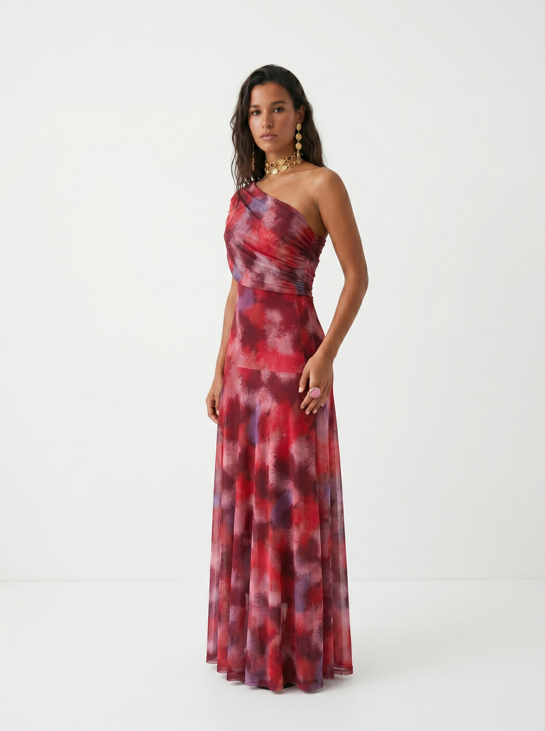 ELVENA™ | One-Shoulder Print Maxi Dress