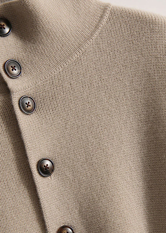 Camille | Camel Turtleneck Button Knit Sweater