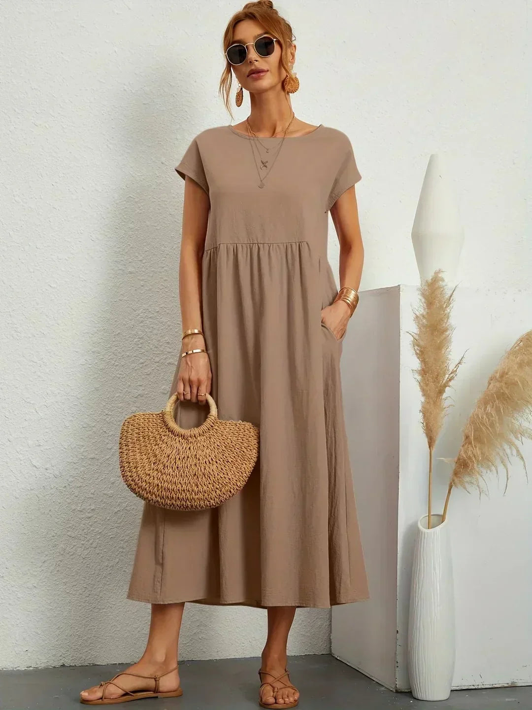 ELVENA™ | Breathable White Midi Dress