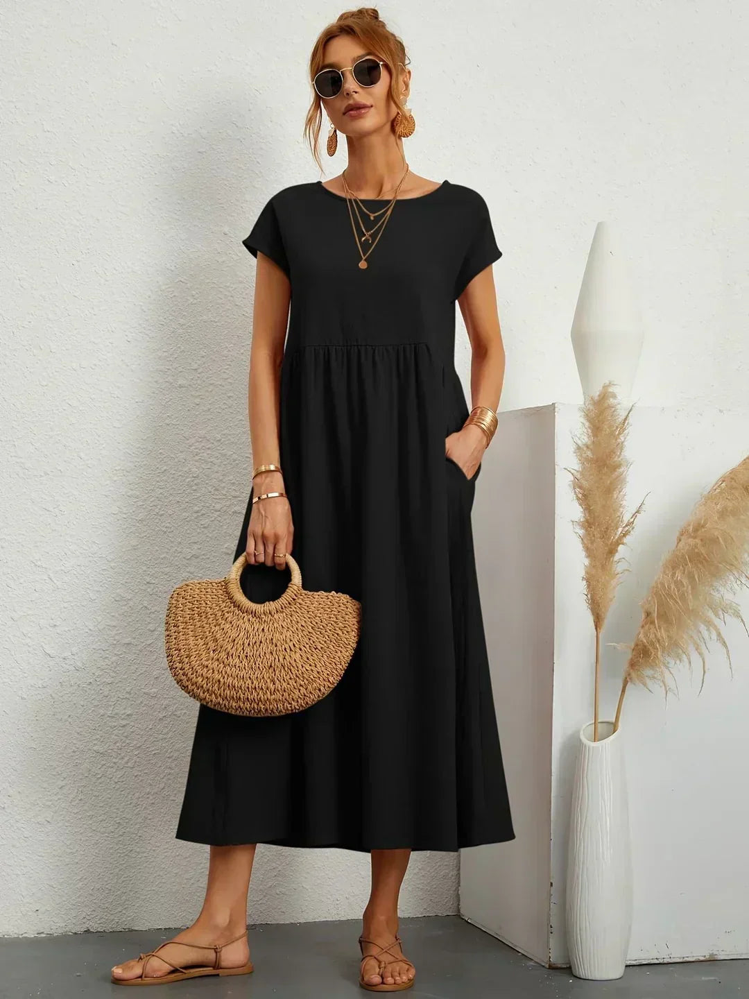 ELVENA™ | Breathable White Midi Dress