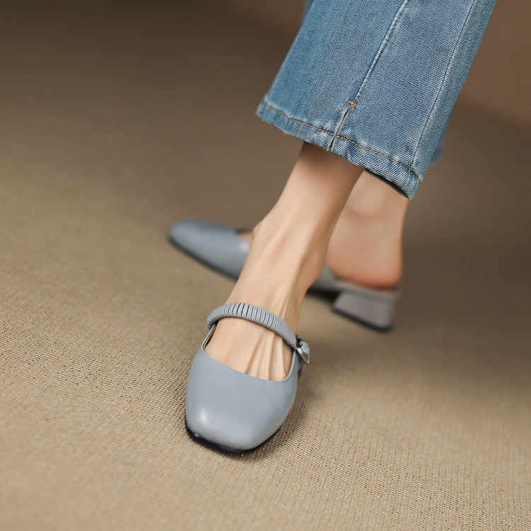 Novie Genuine Leather Mary Jane Mules