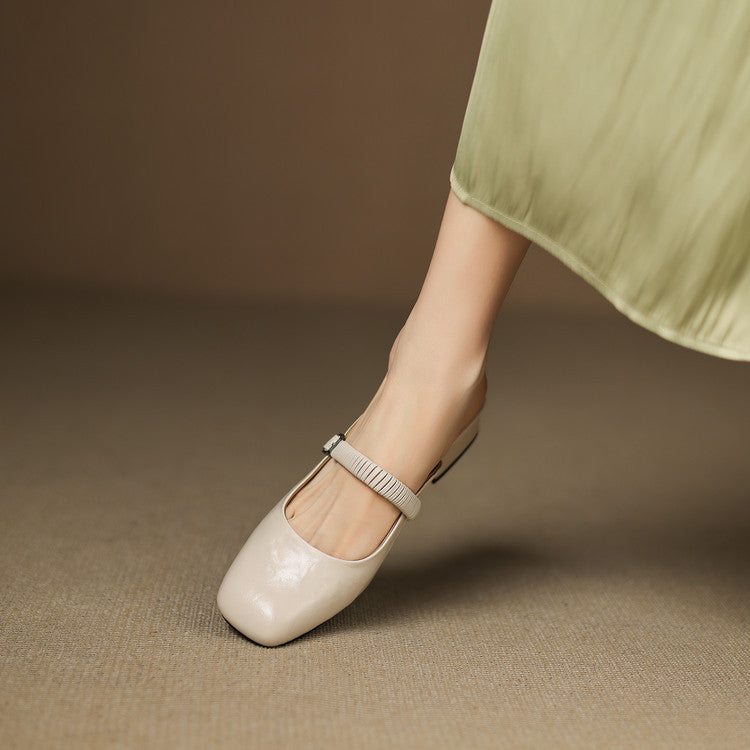 Novie Genuine Leather Mary Jane Mules