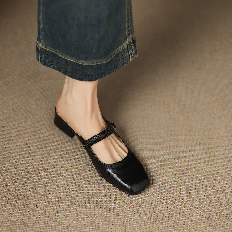 Novie Genuine Leather Mary Jane Mules