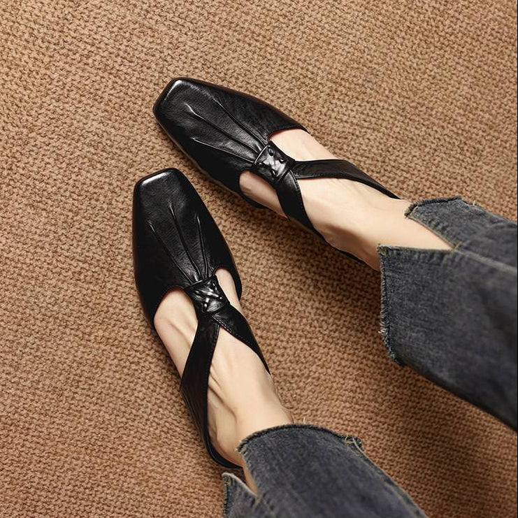 Olene Square-Toe Genuine Leather Mules