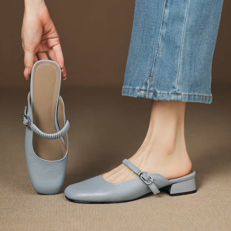 Novie Genuine Leather Mary Jane Mules