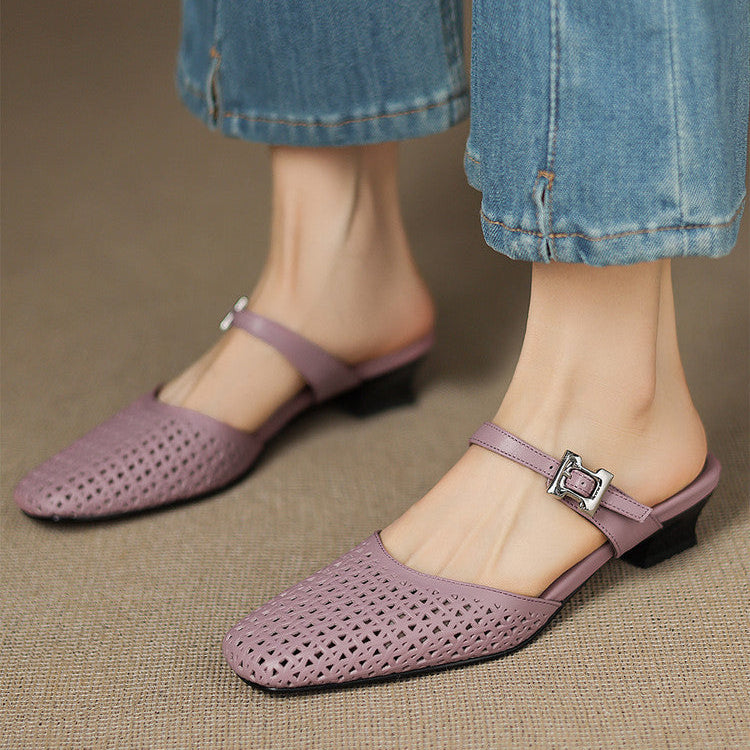 Ovia Genuine Leather Mules