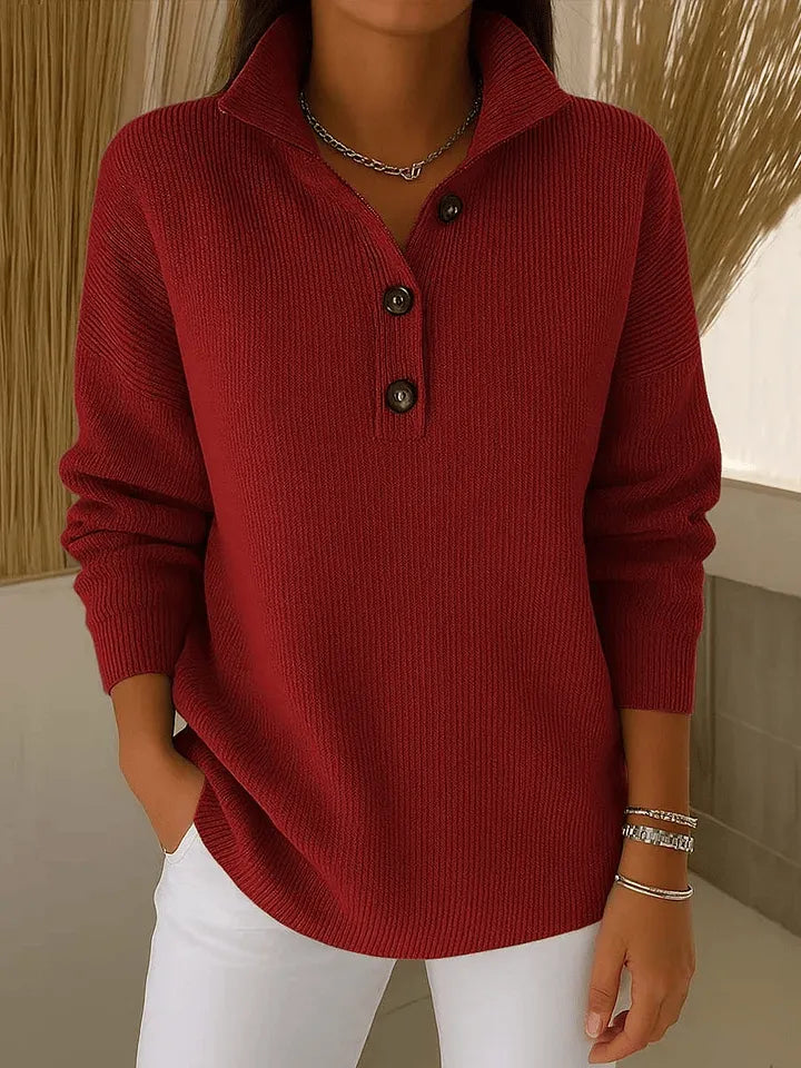 Mia | V-Neck Polo Sweater