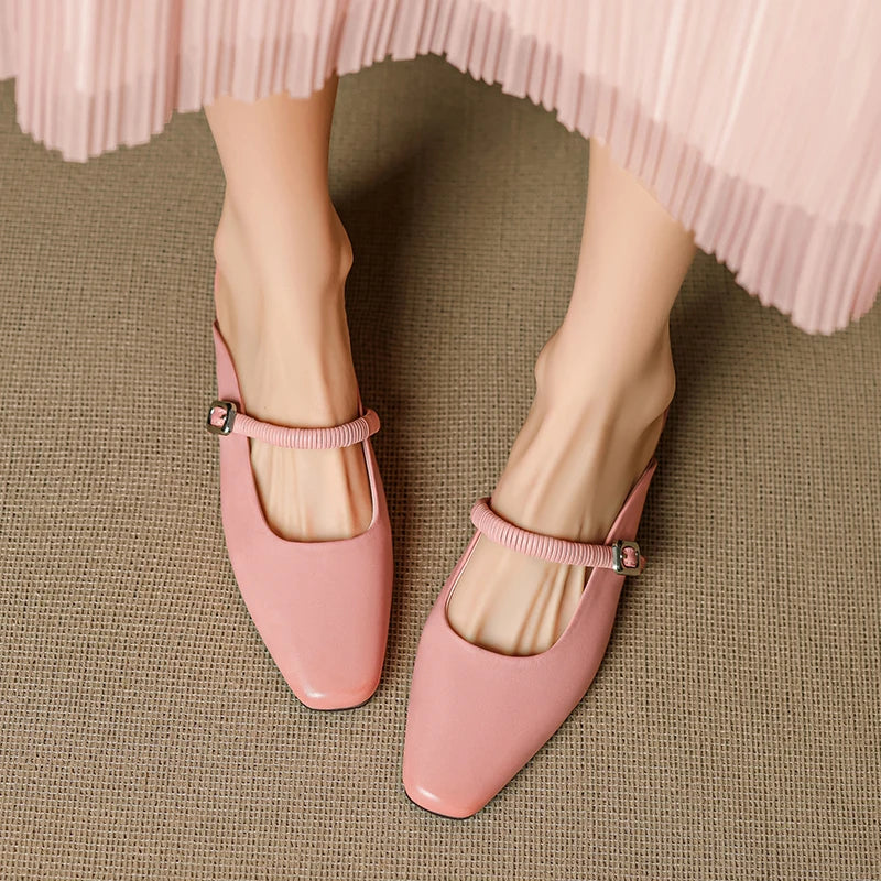 Kera Genuine Leather Mary Jane Mules
