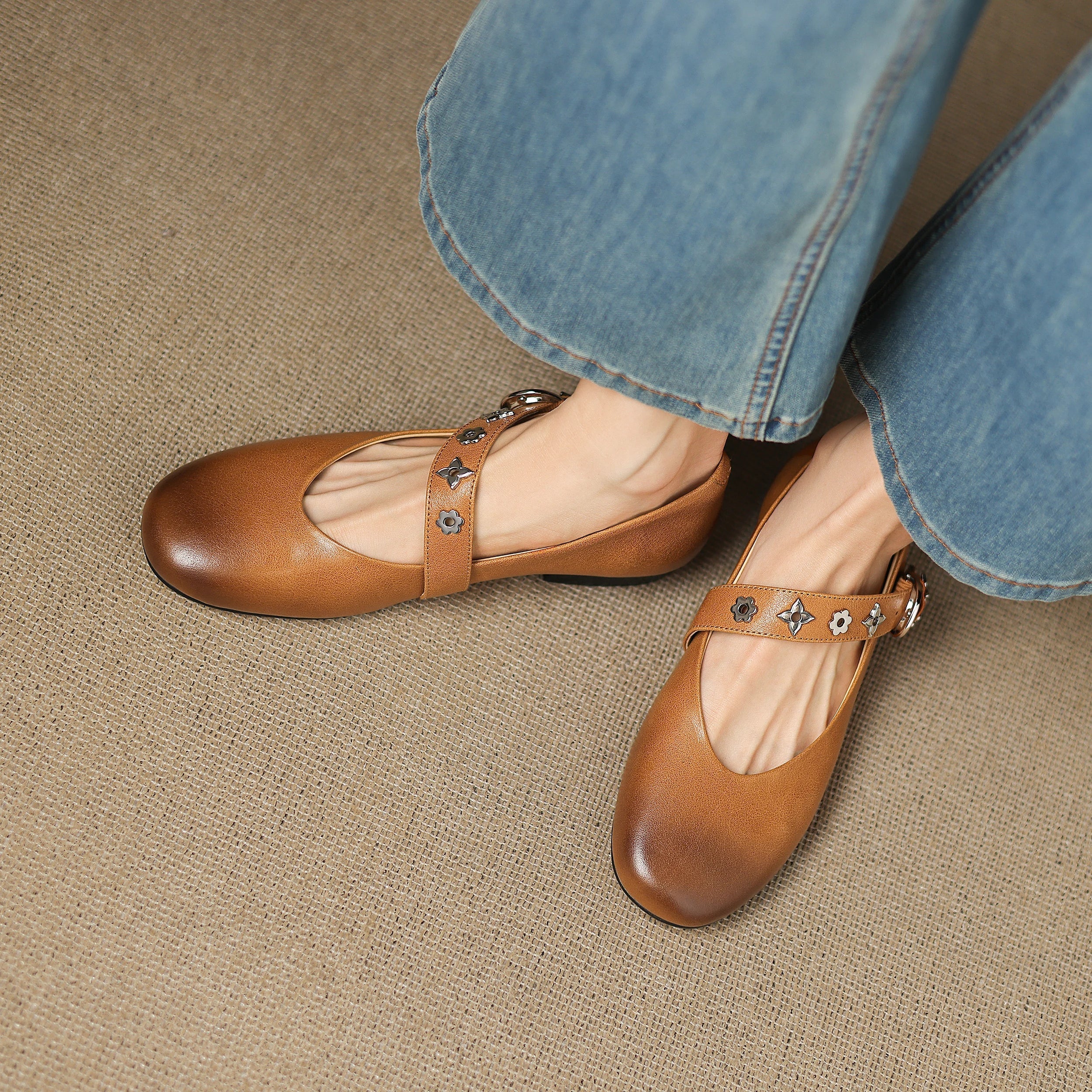 Elda Genuine Leather Flats