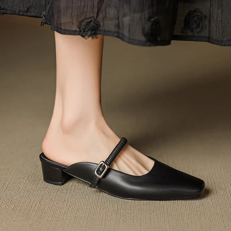 Kera Genuine Leather Mary Jane Mules