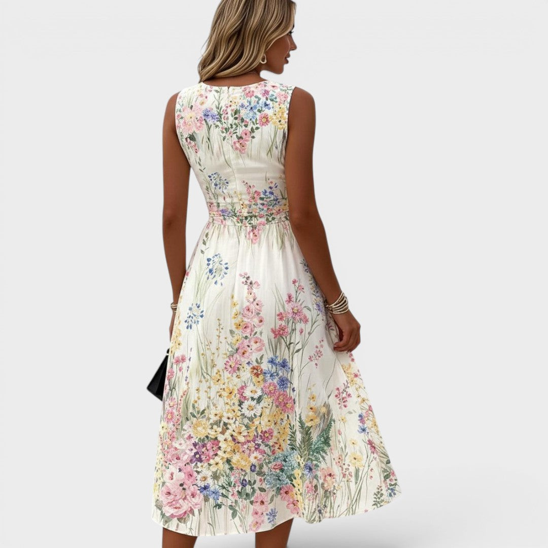 ELVENA™ | Lace Trim Midi Dress