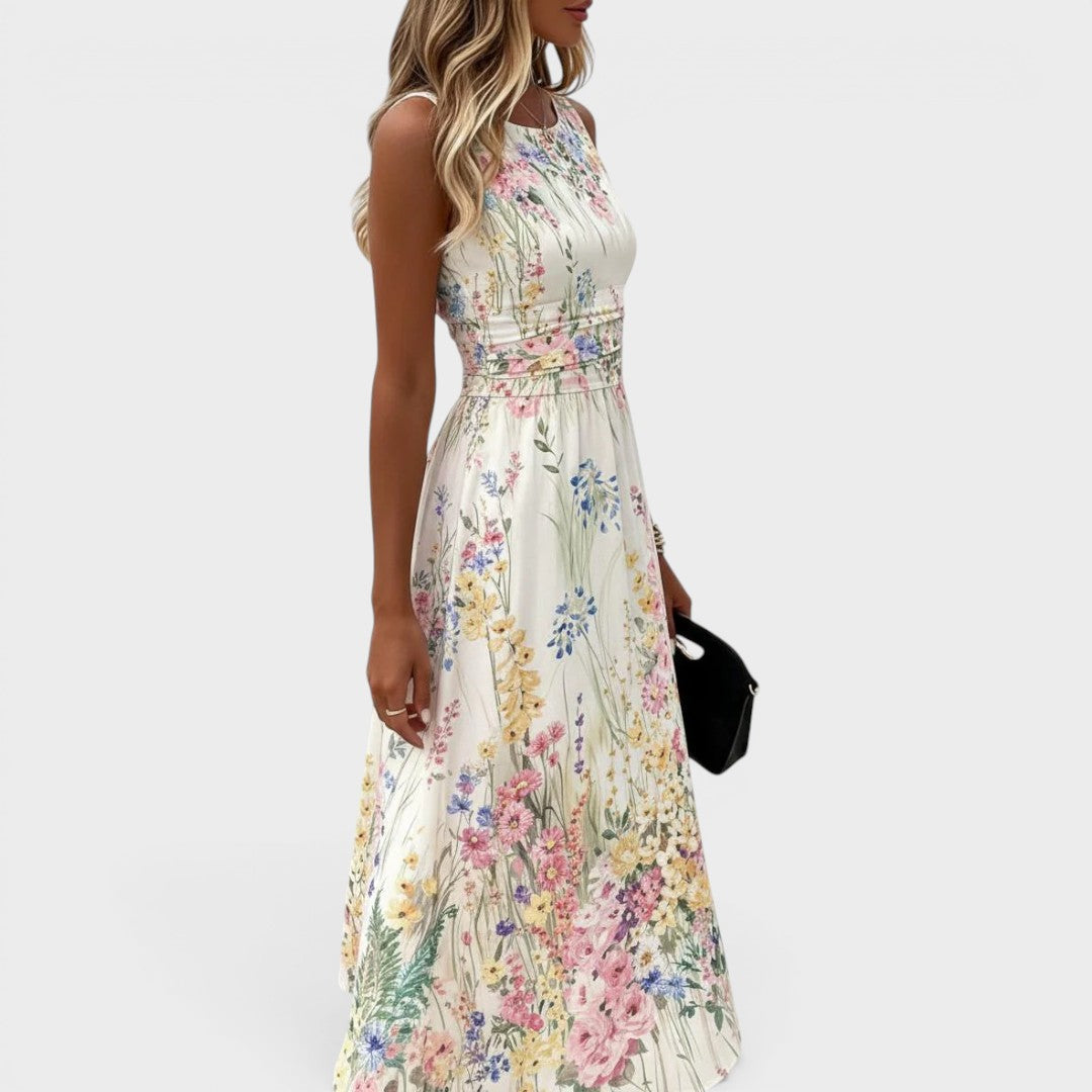 ELVENA™ | Lace Trim Midi Dress