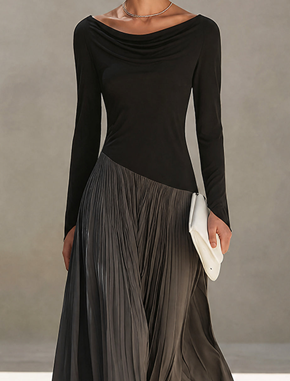 Vera | Two-Tone Draped Maxi Dress