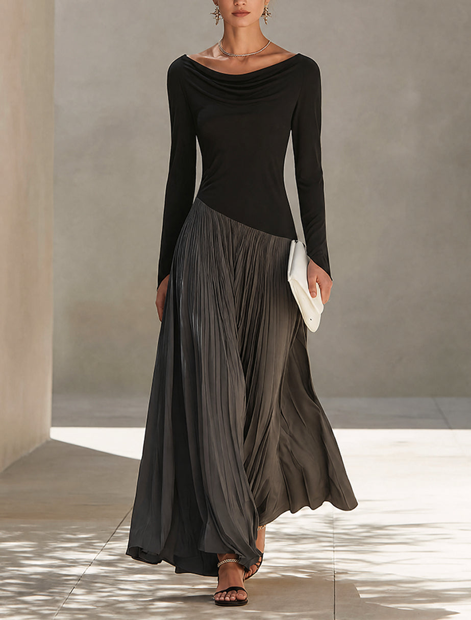 Vera | Two-Tone Draped Maxi Dress