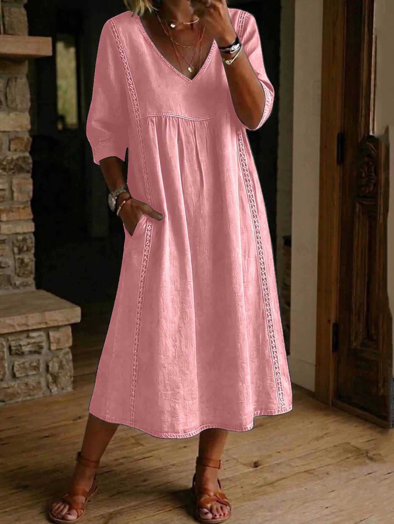Carmen | Elegant Leightweight Maxi Dress with Ruched 3/4 Sleeves