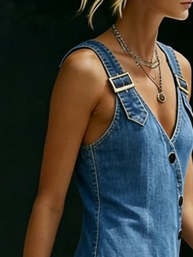 Vera | Long Denim Button-Down Dress