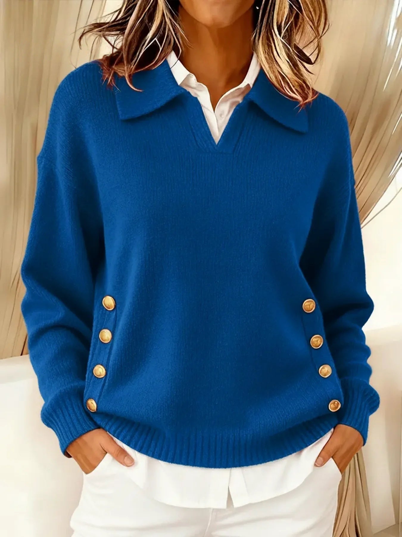 Lila | V-Neck Sweater with Collar
