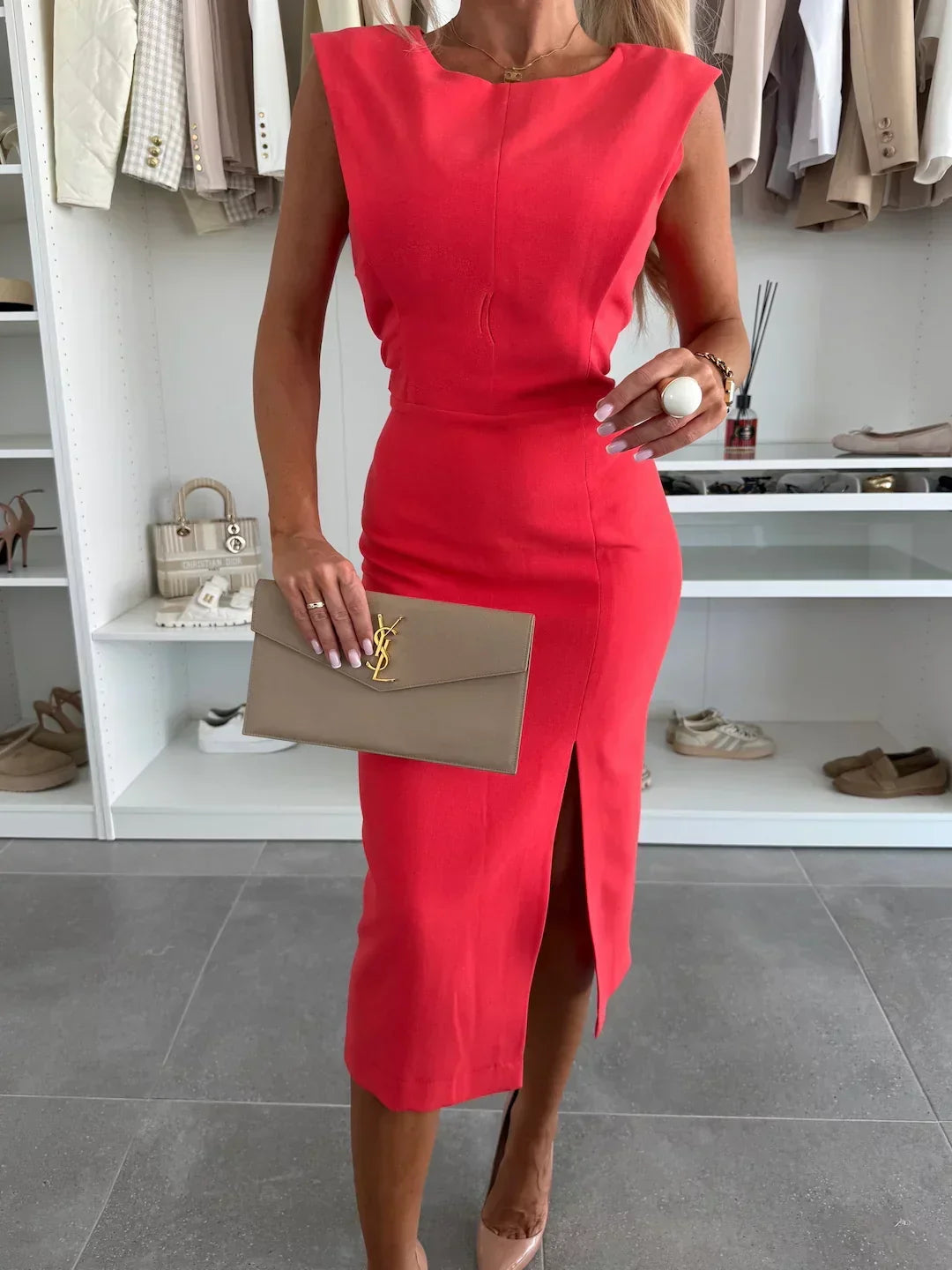 ELVENA™ | Button-Front Midi Dress