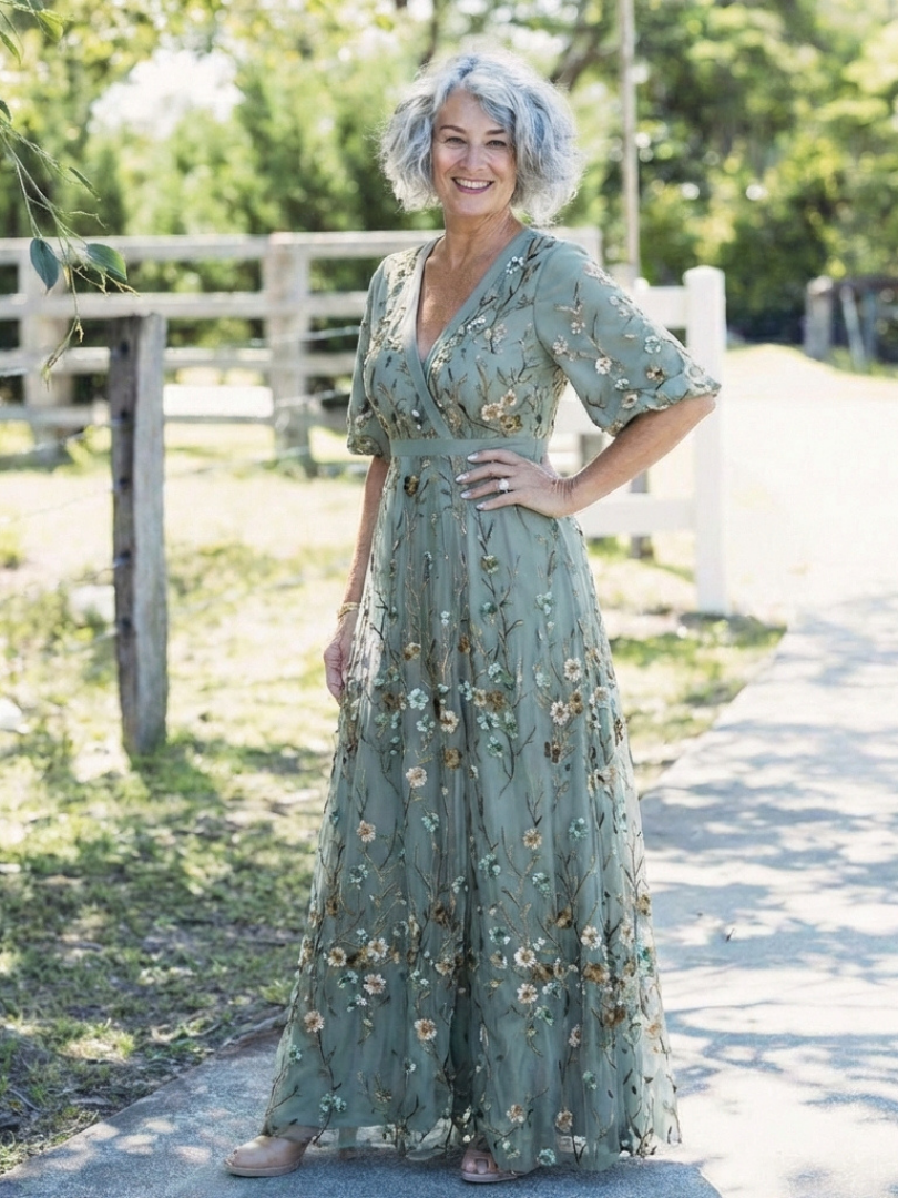 Hayes & Tate™ | Floral V Neck Short Sleeve Maxi Dress