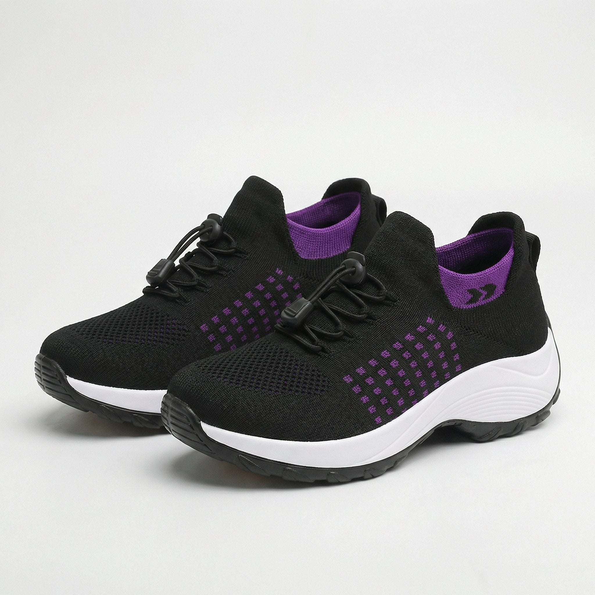 Ava – Orthopedic Knit Fabric Shoes in Purple & Black