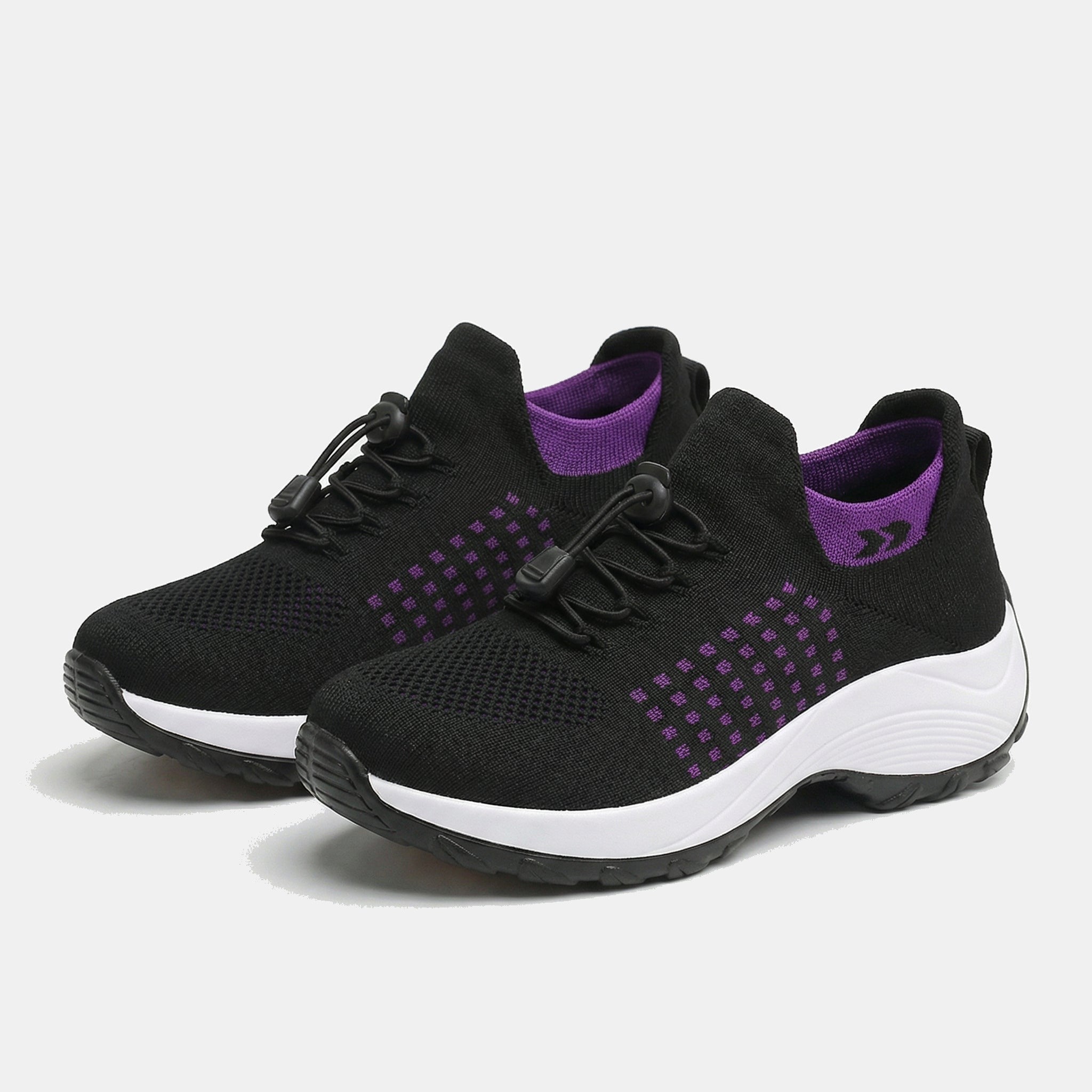 Ava – Orthopedic Knit Fabric Shoes in Purple & Black