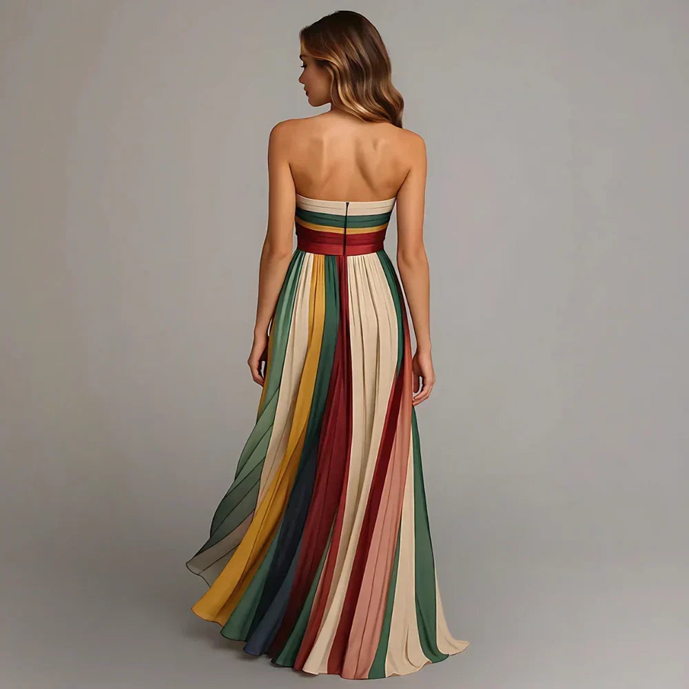 ELVENA™ | Strapless Pleated Maxi Dress