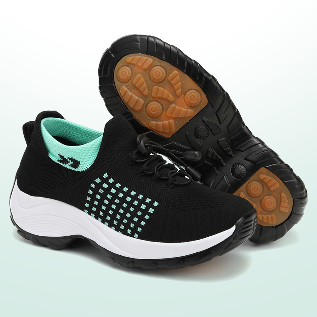 Linda – Orthopedic Knit Fabric Shoes in Green & Black