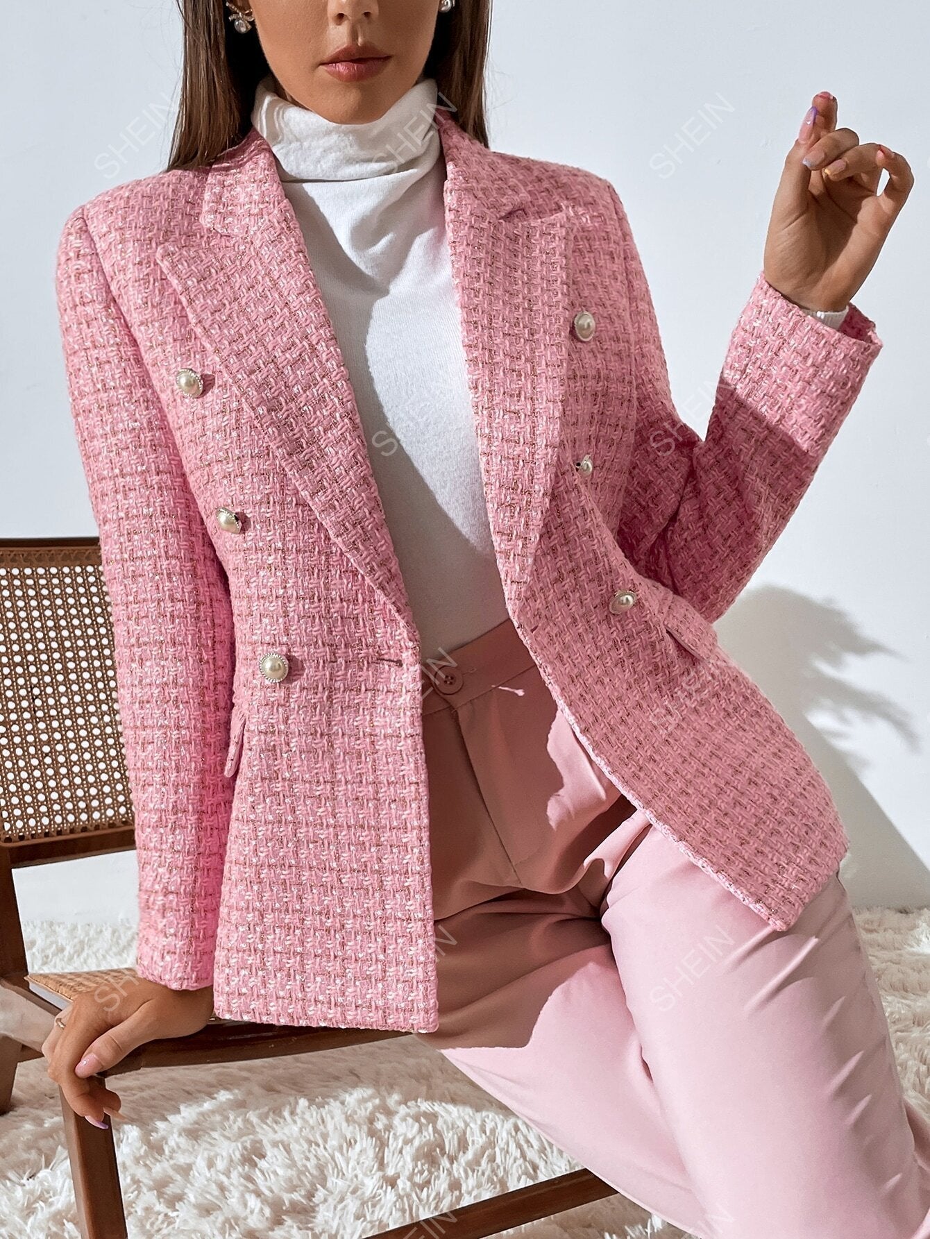 Zia | Tweed Plaid Breasted Blazer