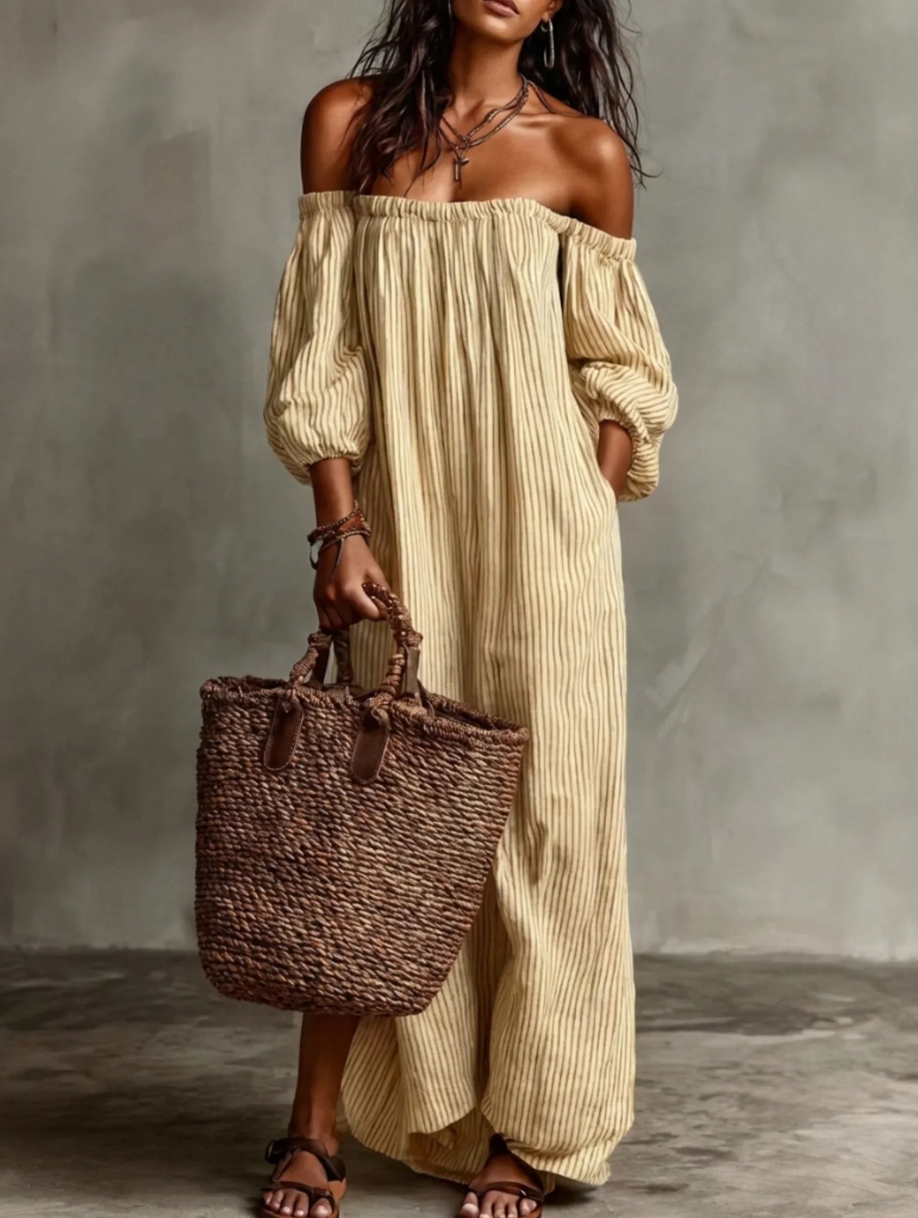 Elena | Flowy Off-the-Shoulder Maxi Dress