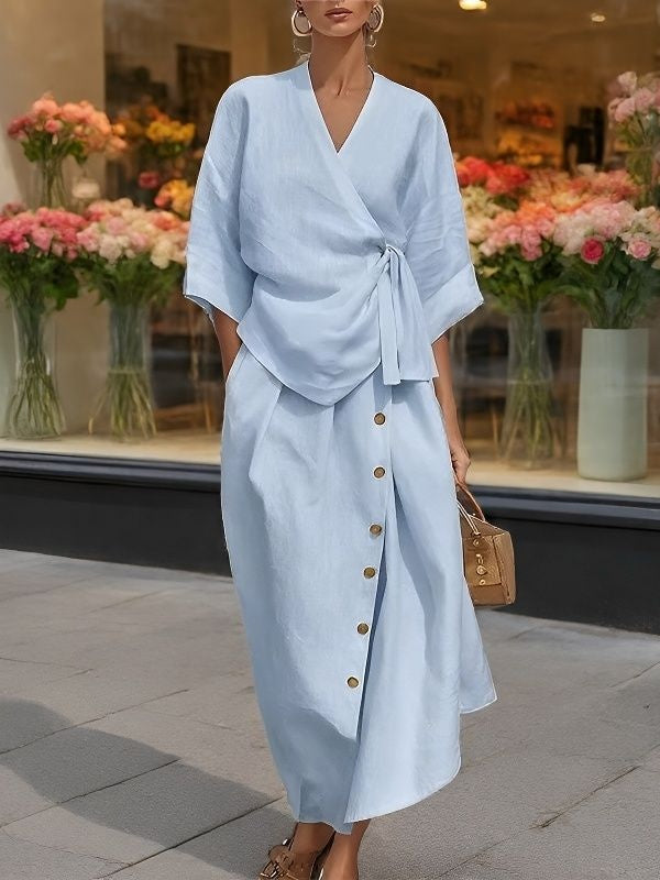 Evaline | Casual Solid-Color Loose Two-Piece Dress Set
